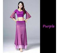 Donna Doppio Strato Danza Abito Ventre per la Tulle Lucido a Balze Spagnolo