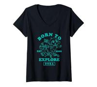 Donna Dora The Explorer Born To Explore Since 2000 Maglietta con Collo a V