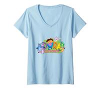 Donna Dora The Explorer Classic Logo with Boots And Swiper Maglietta con Collo a V