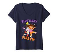 Donna Dora The Explorer Dora And Boots Birthday Fiesta Maglietta con Collo a V