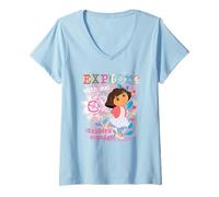 Donna Dora The Explorer Explore with Me! Textured Design Maglietta con Collo a V