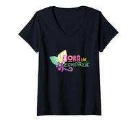 Donna Dora The Explorer Floral Lettering Maglietta con Collo a V