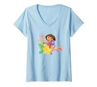 Donna Dora The Explorer Hola! Soy Dora! Maglietta con Collo a V