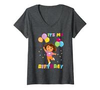Donna Dora The Explorer It's My Birthday Balloons Maglietta con Collo a V