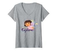 Donna Dora The Explorer Live, Learn, Explore Maglietta con Collo a V
