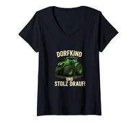 Donna Dorfkind Trktor & Trecker Maglietta per Agricoltori e Agricoltori Maglietta con Collo a V