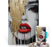 Donna d'oro e rossa Puzzle da 1000 pezzi per adulti Giocattoli che creano dipendenza e sfidano l'intelligenza del cervello Regali di Babbo Natale segreto 38x26cm