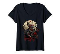 Donna Dottore della Peste Medici Zombie Infermiera Spaventosa Halloween Maglietta con Collo a V
