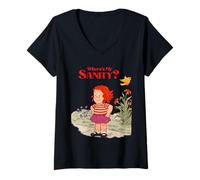 Donna Dov'è la mia SANITÀ MENTALE Design Maglietta con Collo a V