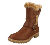 Donna Down To Earth Casual Bordo IN Pelliccia Stivali Al Polpaccio F5R0866