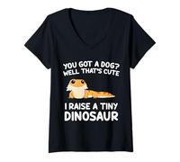 Donna Drago Barbuto You Got A Dog? I Have Tiny Dinosaur Funny Maglietta con Collo a V