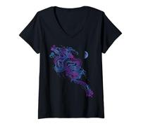 Donna Drago Volante e Luna Maglietta con Collo a V