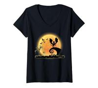 Donna Dragon And Moon Funny Scary Halloween Costume Maglietta con Collo a V