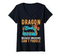 Donna Dragon Boat perché gli unicorni non possono pagaiare Maglietta con Collo a V