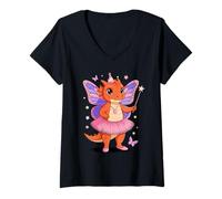 Donna Dragon Fairy Ballerina Dragons Maglietta con Collo a V