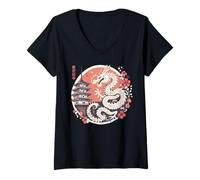 Donna Dragon Tokyo Giappone Retro Fantasy Giapponese Donne Uomini Bambini Maglietta con Collo a V