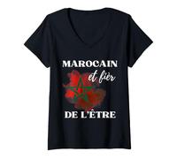 Donna Drapeau Maroc Marocain e fièr de l'être Maroc Maglietta con Collo a V
