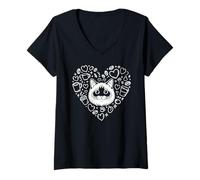 Donna Drawing Art Himalayan Cat Coffee Maglietta con Collo a V