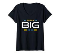 Donna Dream Big Geometrica Tipografia - Stile Moderno Motivazionale Maglietta con Collo a V