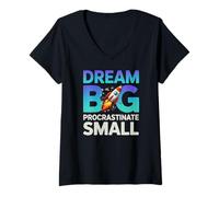 Donna Dream Big Procrastinate Small Maglietta con Collo a V