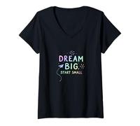Donna Dream Big Start Piccola Motivazione Maglietta con Collo a V