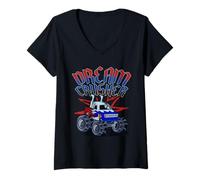Donna Dream Crusher Red White And Blue USA Monster Truck Maglietta con Collo a V