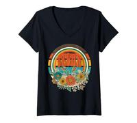 Donna Dream Retro Farfalla Floreale Boho 70s Tramonto Estetica Maglietta con Collo a V