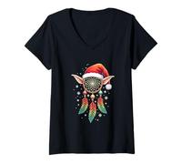 Donna Dreamcatcher Christmas Santa Feather Xmas Dream Catcher Maglietta con Collo a V