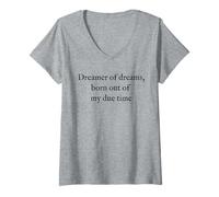 Donna Dreamer of Dreams - Testo Nero Minimalista letterario Citazione Maglietta con Collo a V