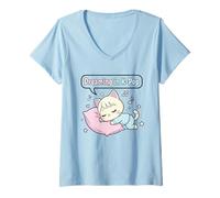 Donna Dreaming in K-Pop - Camicia da Ragazza con Gatto Che Dorme Maglietta con Collo a V