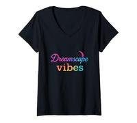 Donna Dreamscape Vibes Retro Maglietta con Collo a V
