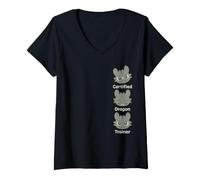 Donna DreamWorks Dragons A Little Feisty Toothless Front & Back Maglietta con Collo a V