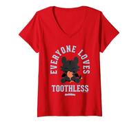 Donna DreamWorks Dragons Everyone Loves Toothless Maglietta con Collo a V