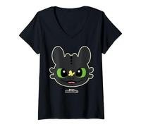 Donna DreamWorks Dragons Toothless Butterfly Fun Maglietta con Collo a V
