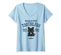 Donna DreamWorks Dragons Toothless Ready To Fly Maglietta con Collo a V