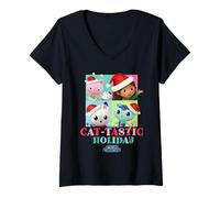 Donna DreamWorks Gabby’s Dollhouse Cat-Tastic Holiday Maglietta con Collo a V