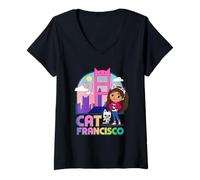 Donna DreamWorks Gabby’s Dollhouse The Movie Cat Francisco Bridge Maglietta con Collo a V