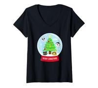 Donna DreamWorks KouKou Christmas Tree Snow Globe Maglietta con Collo a V