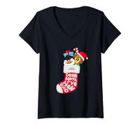Donna DreamWorks KouKou Dear Santa Stocking Maglietta con Collo a V