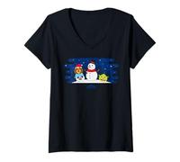 Donna DreamWorks KouKou Holiday Snowman Scene Maglietta con Collo a V