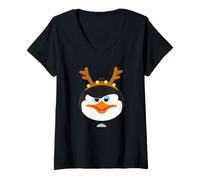 Donna DreamWorks KouKou Penguins Reindeer Holiday Maglietta con Collo a V