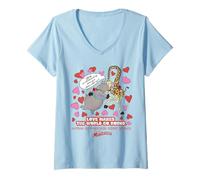 Donna DreamWorks Madagascar Melman & Gloria Retro Love Maglietta con Collo a V