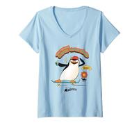 Donna DreamWorks Madagascar Skipper Skate 90s Retro Maglietta con Collo a V