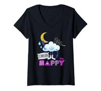 Donna DreamWorks Trolls Cloud Guy Dream Happy Maglietta con Collo a V