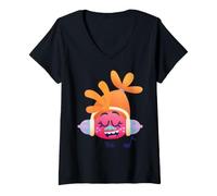 Donna DreamWorks Trolls DJ Suki Character Face Maglietta con Collo a V
