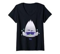Donna DreamWorks Trolls Guy Diamond Character Face Maglietta con Collo a V