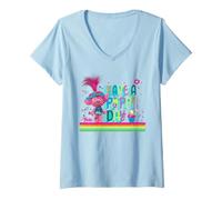 Donna DreamWorks Trolls Have A Poppy Day Maglietta con Collo a V