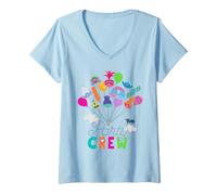 Donna DreamWorks Trolls Party Crew Balloons Maglietta con Collo a V