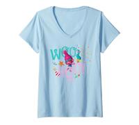 Donna DreamWorks Trolls Woo Hoo Poppy And Smidge Maglietta con Collo a V