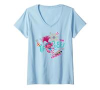 Donna DreamWorks Trolls Yippee Poppy Party Vibes Maglietta con Collo a V